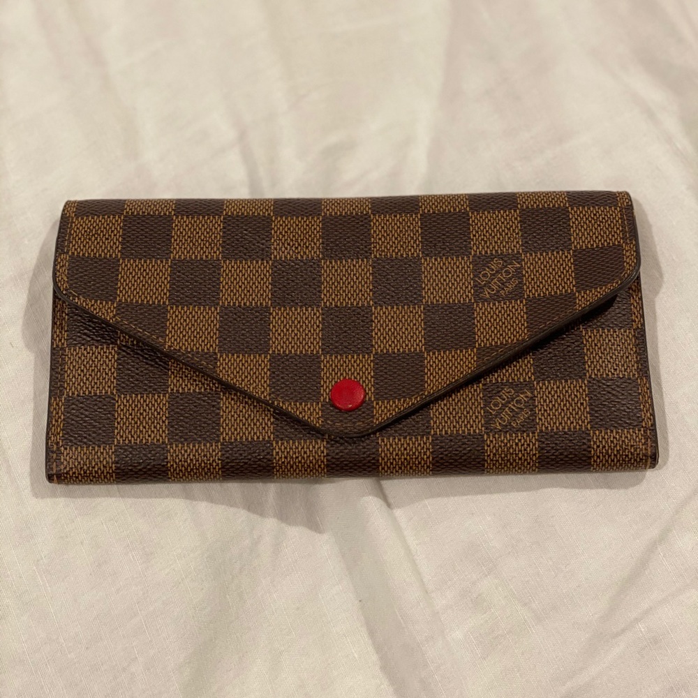 LOUIS VUITTON Damier Ebene Josephine Wallet Red